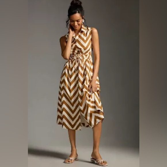 Maeve Sleeveless Shirt Dress by Anthropologie Cedar Size XSP EUC - Picture 3 of 9